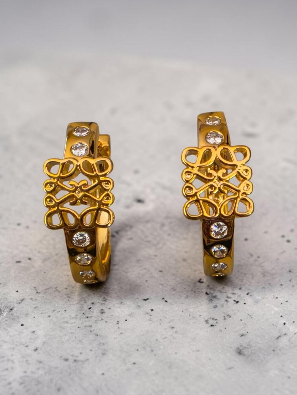 Gold Anagram Huggie Hoops